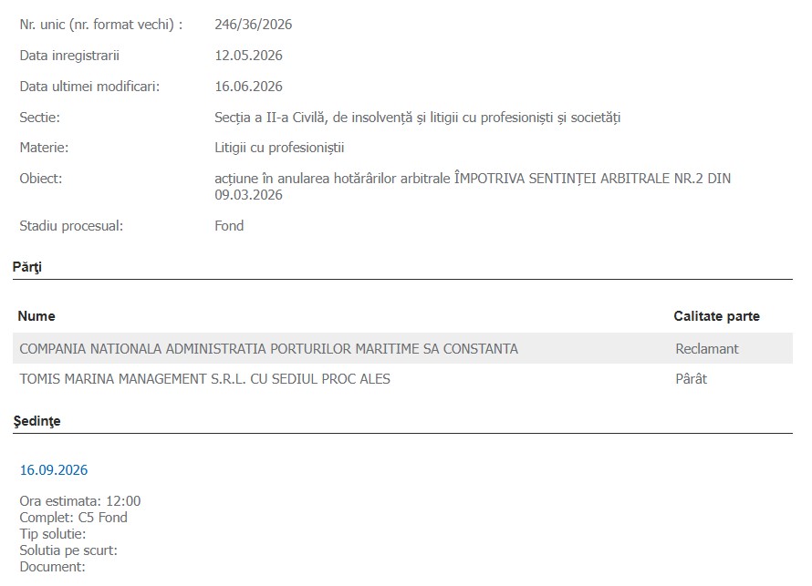 Portul Tomis proces