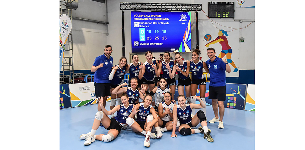 Echipa de volei feminin a Universității Ovidius din Constanța, medalie de bronz la Jocurile Europene Universitare de la Salerno