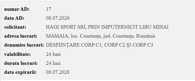 Hagi Sport SRL autorizație de desființare