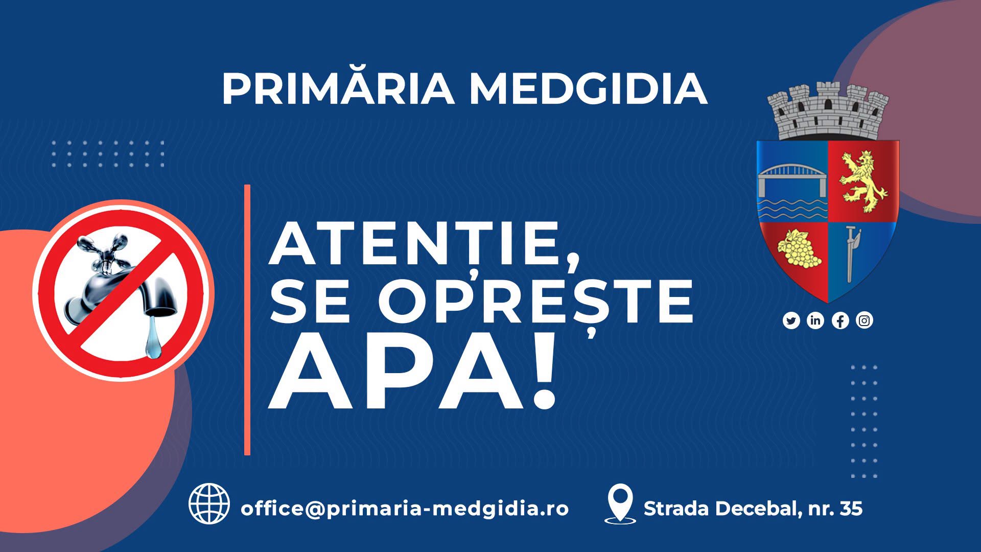 RAJA întrerupe furnizarea apei în zona Nord a Medgidiei pe 5 august. Se conectează noile rețele la sistemul centralizat