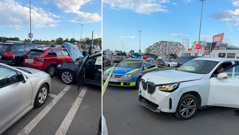 Accident în parcarea Vivo din Constanța! O persoană a ajuns la spital după impact