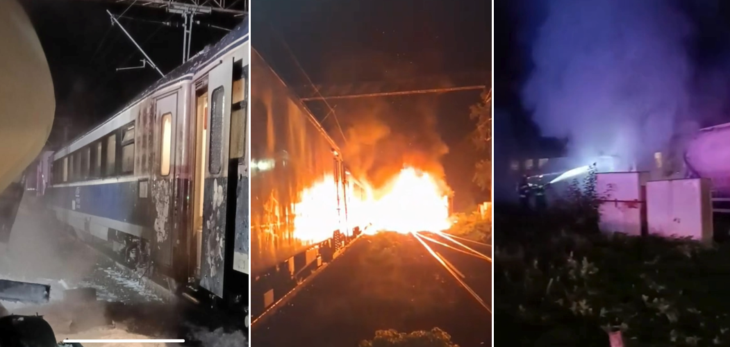 Trenul IR Suceava–Constanța a lovit un autocamion la o trecere la nivel. Camionul a luat foc. Circulația feroviară este afectată