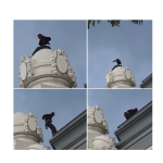 VIDEO Un individ mascat s-a urcat pe acoperișul Cazinoului din Constanța. Bărbatul e căutat de autorități