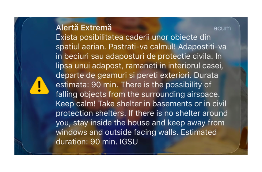Locuitorii din județul Tulcea au primit din nou un mesaj Ro-Alert