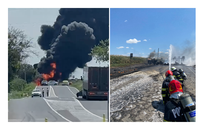 OFICIAL de la IPJ Constanța despre impactul între cisterna din Republica Moldova și un utilaj agricol de pe DN 2A, la ieșire din Hârșova
