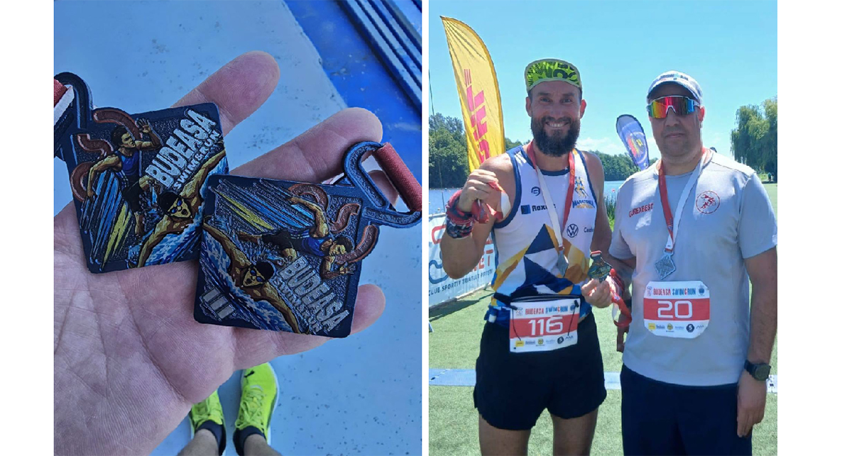 FOTO Cristian Gurău și Ionuț Cristea de la CS Medgidia, locul al V-lea la proba ștafetă în cadrul Concursul Aquathlon-Budeasa Swin & Run din București
