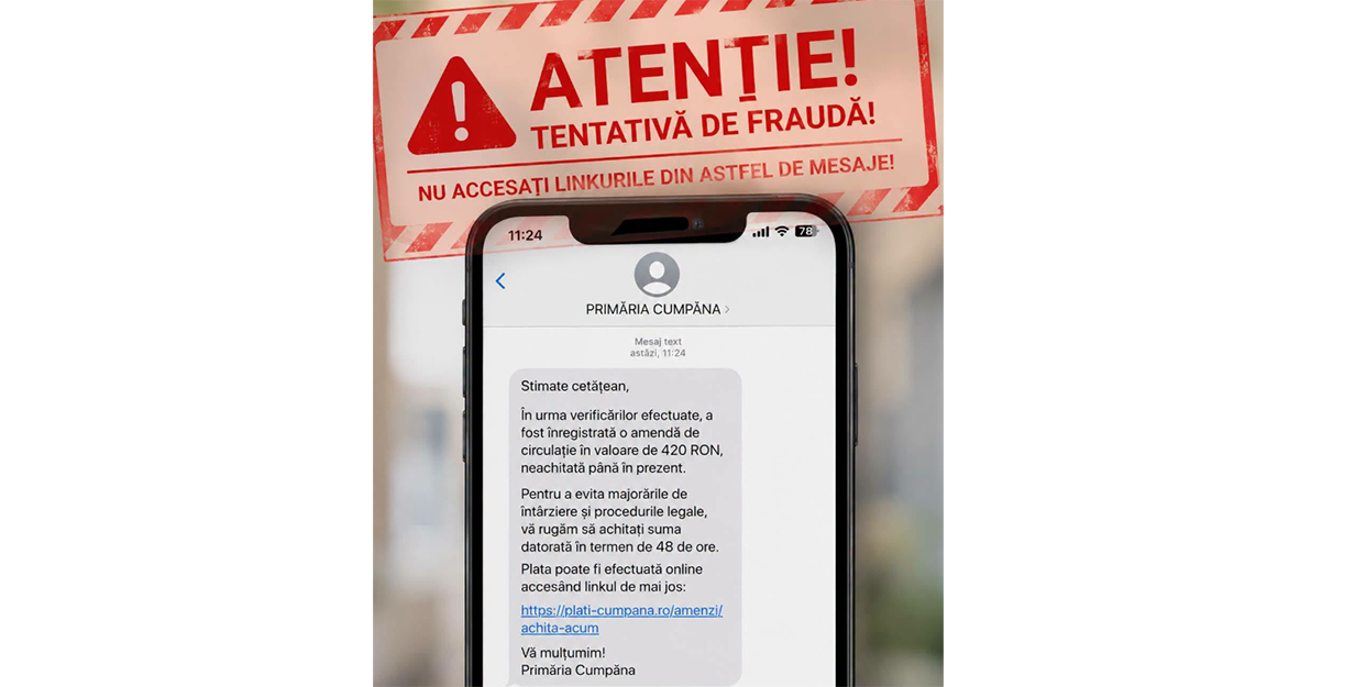 Primăria Cumpăna AVERTIZEAZĂ: Tentative de fraudă în numele Compartimentului Taxe și Impozite. NU oferiți date personale sau bancare