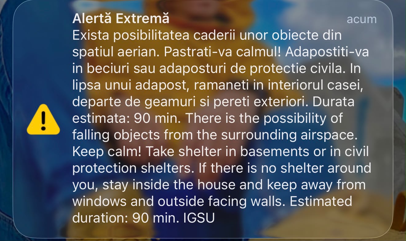 Locuitorii din județul Tulcea au primit din nou un mesaj Ro-Alert