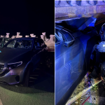 FOTO Trei mașini s-au făcut praf în parcarea de la Poarta 1 din Constanța. O persoană a ajuns la spital