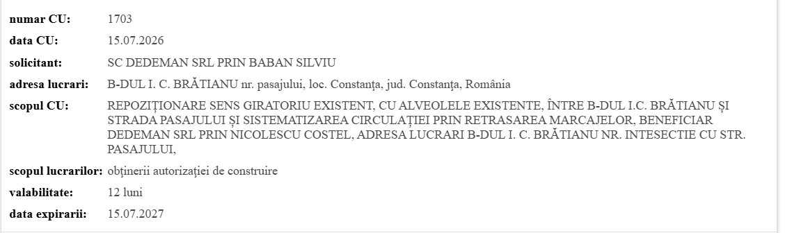 Dedeman Constanța 3 CU sens giratoriu