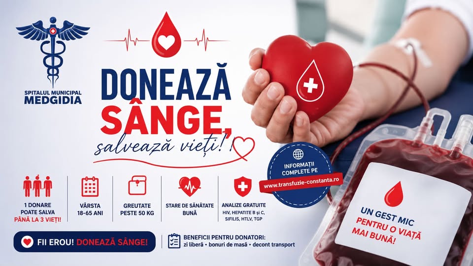 Spitalul Municipal Medgidia lansează un apel către comunitate pentru donarea de sânge