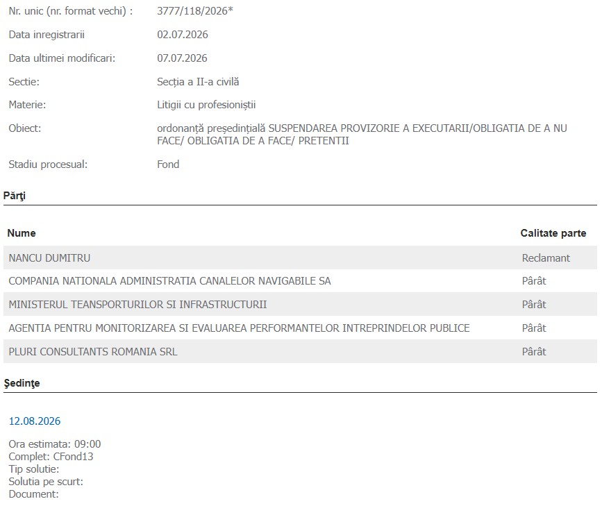 Dumitru Nancu proces CN ACN SA