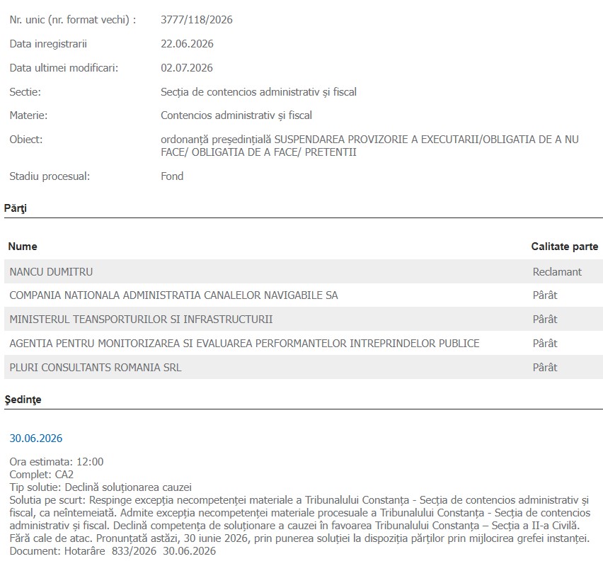 Dumitru Nancu proces CN ACN SA