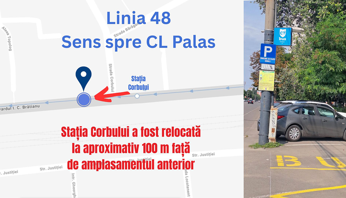 CT BUS: A fost relocată stația Corbului, de pe linia 48