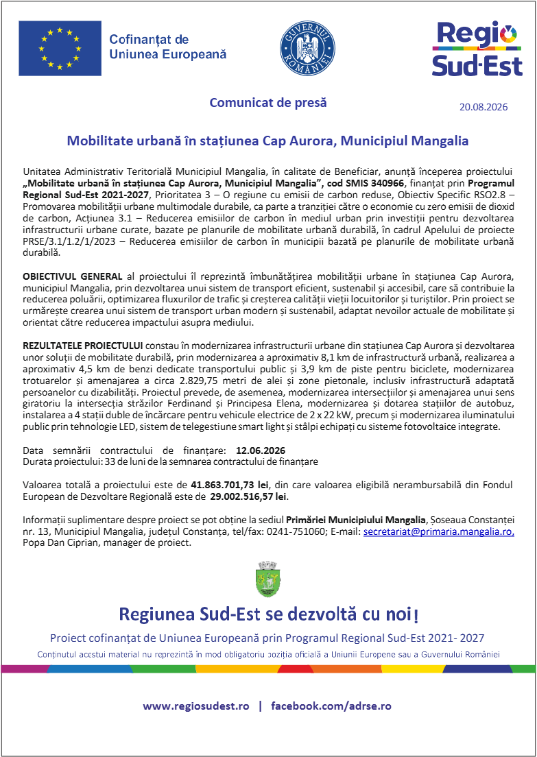 Proiecte europene Mangalia Venus Jupiter Cap Aurora