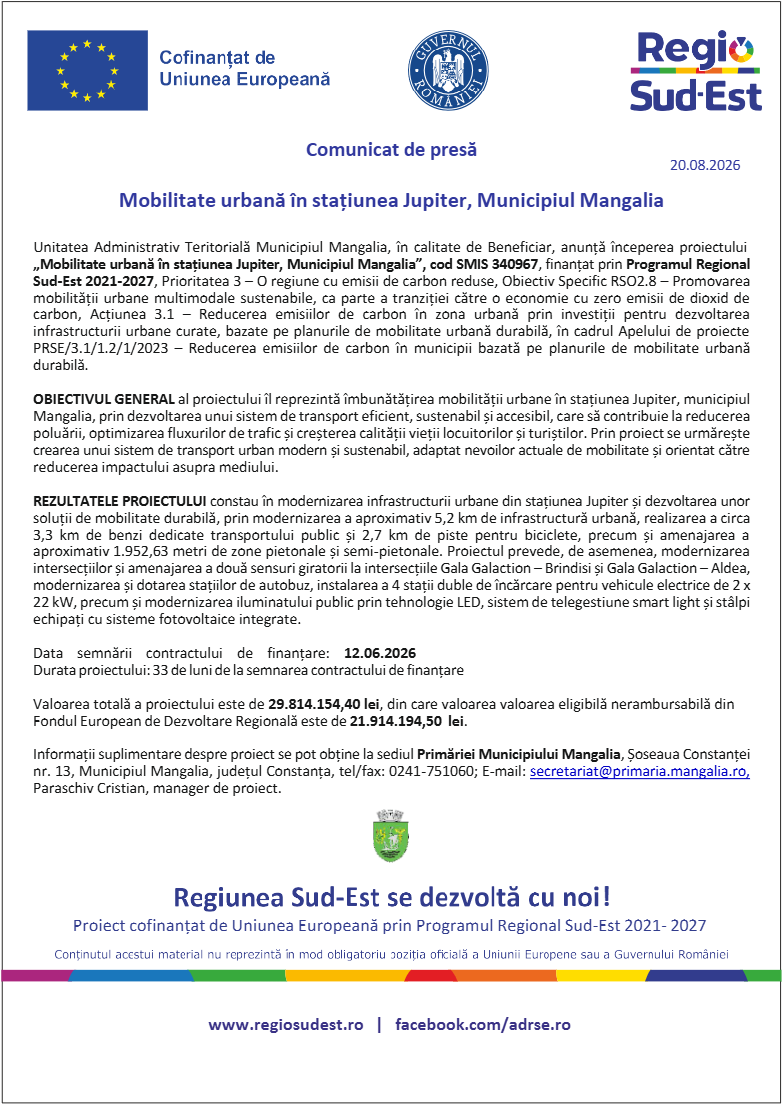 Proiecte europene Mangalia Venus Jupiter Cap Aurora