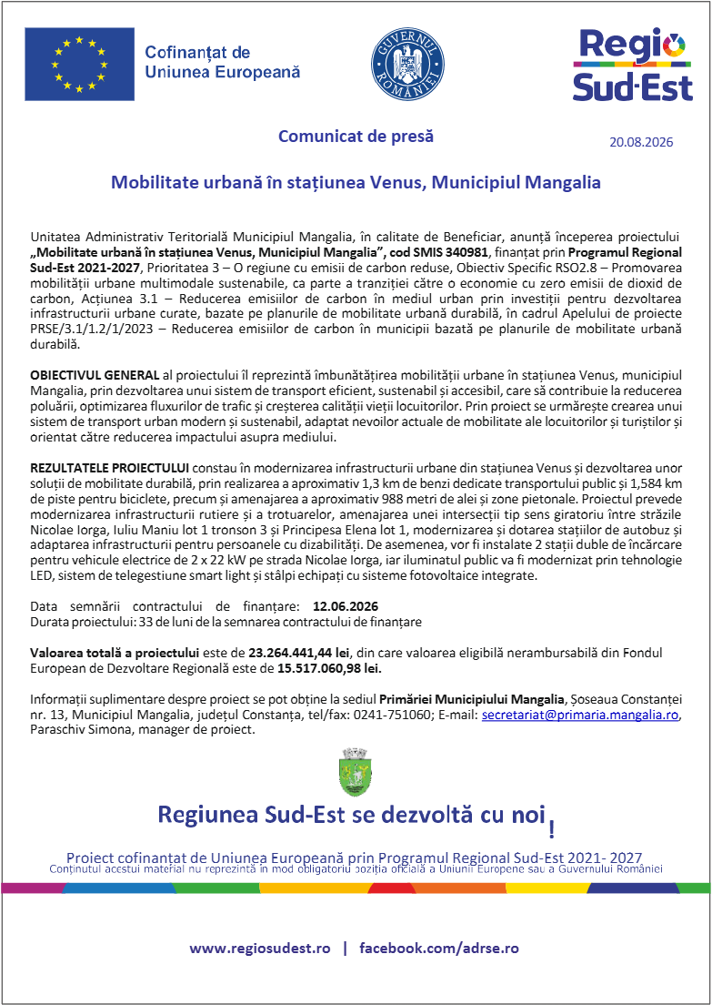 Proiecte europene Mangalia Venus Jupiter Cap Aurora