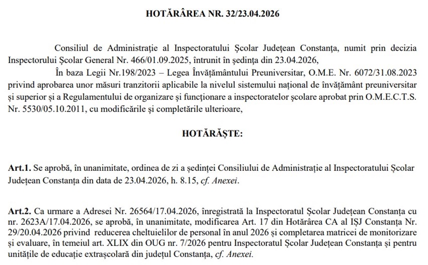 HCA ISJ Palatul Copiilor Constanța