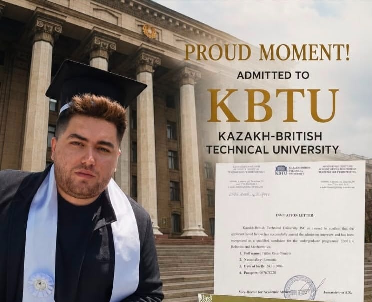 Elevul constănțean Raul Trifan, admis la una dintre cele mai prestigioase universități tehnice din Kazahstan