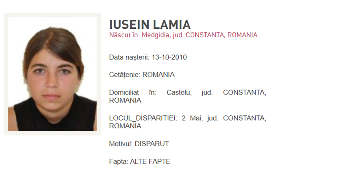 Lamia Iusein, dispărută la 2 Mai