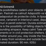 RO-ALERT la prima oră a dimineții în județul Tulcea: Populația, îndemnată să se adăpostească de urgență