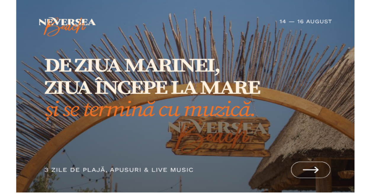 De Ziua Marinei, evenimentele continuă pe plajă: trei zile de vară la Neversea Beach, cu mare, relaxare, muzică live și concerte The Motans și Irina Rimes
