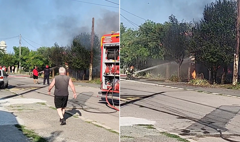 Incendiu puternic în Năvodari. Un garaj a fost cuprins de flăcări, iar focul s-a extins la o casă