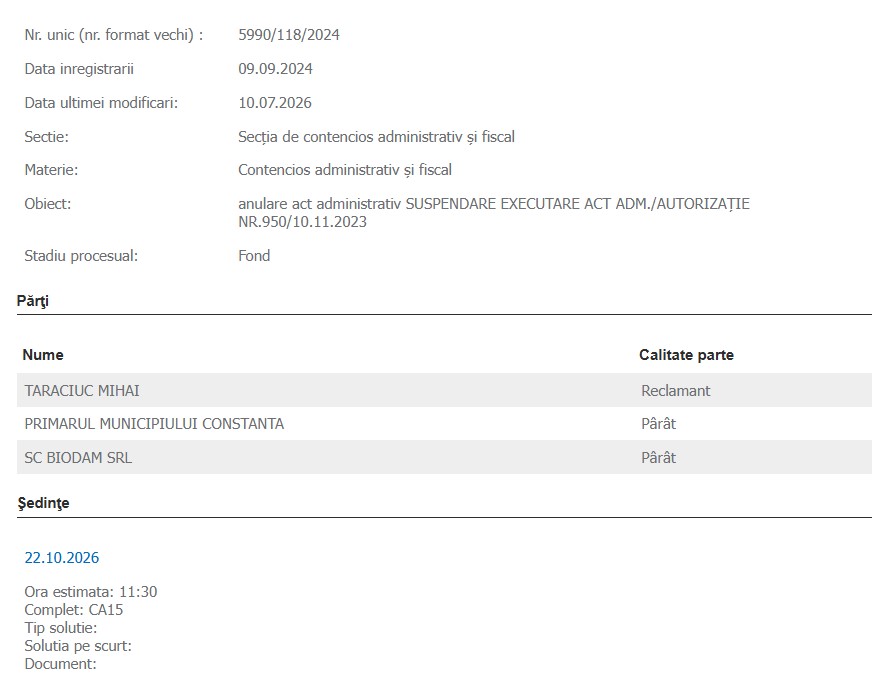 proces bloc Biodam SRL