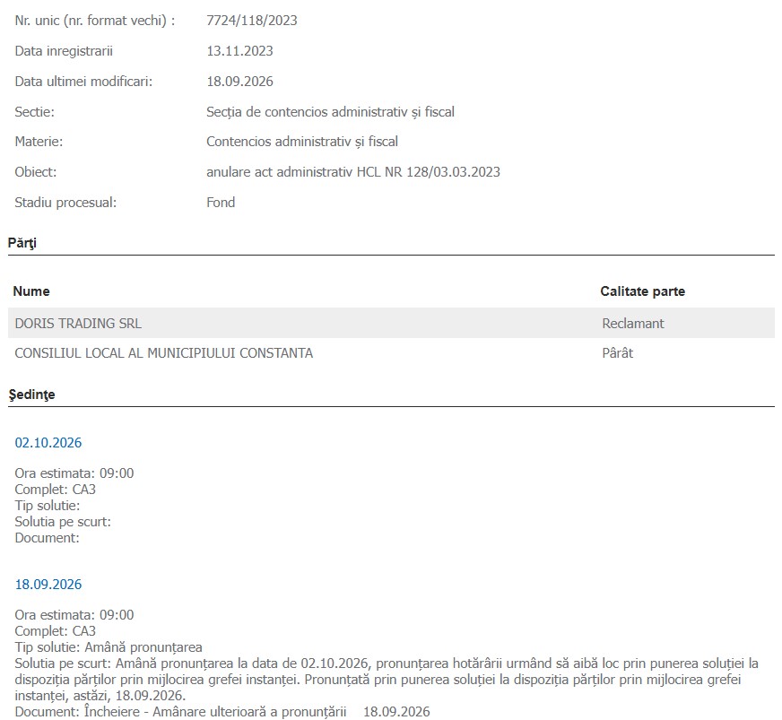 dosar Doris Trading SRL
