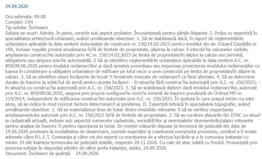 proces imobil cartierul Compozitorilor